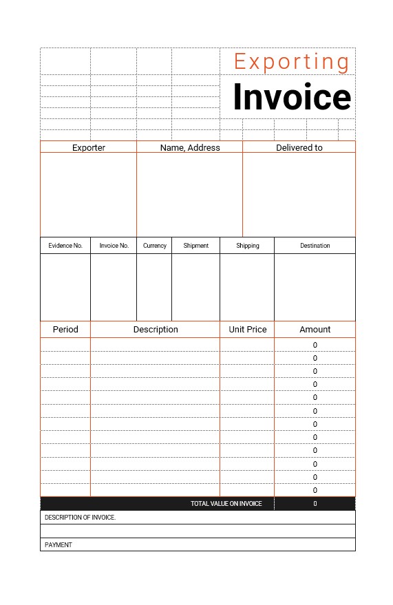 Commercial Export Invoice Template PSD template